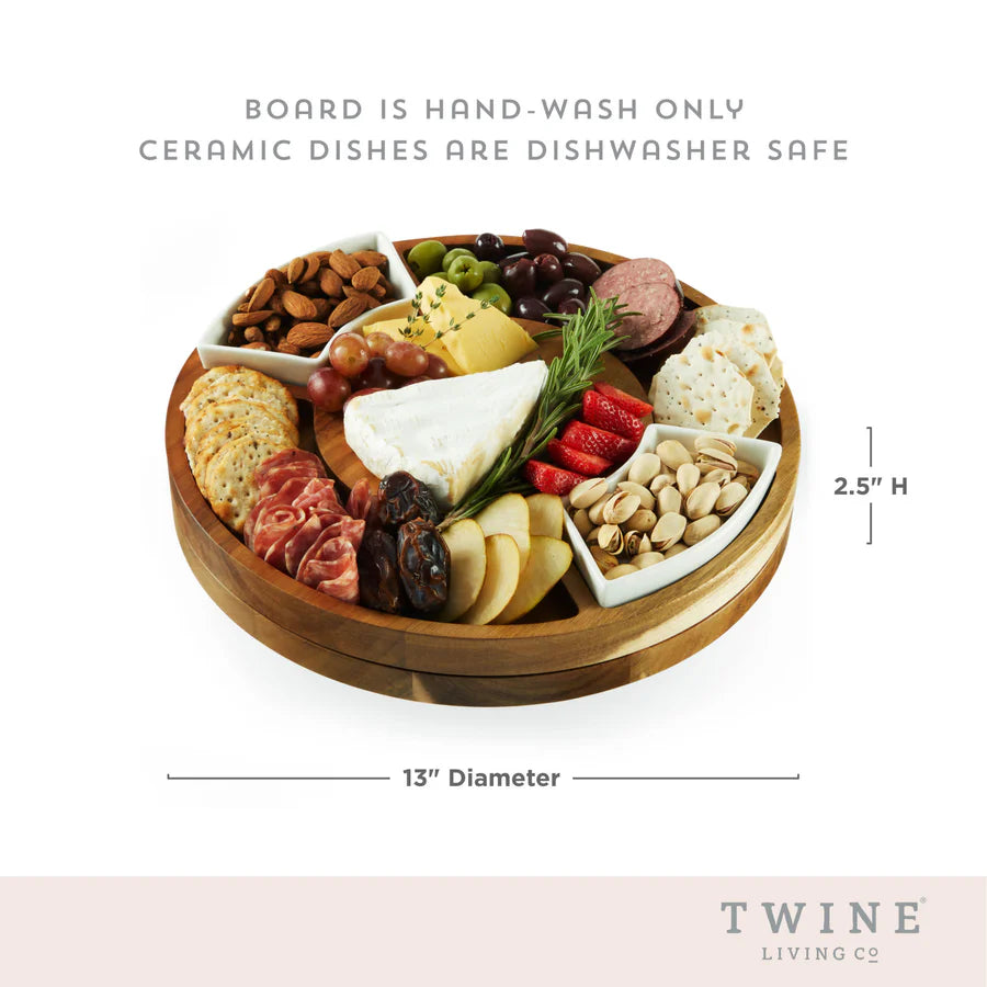 Twine rotating Wood Serving Board - Round Charcuterie