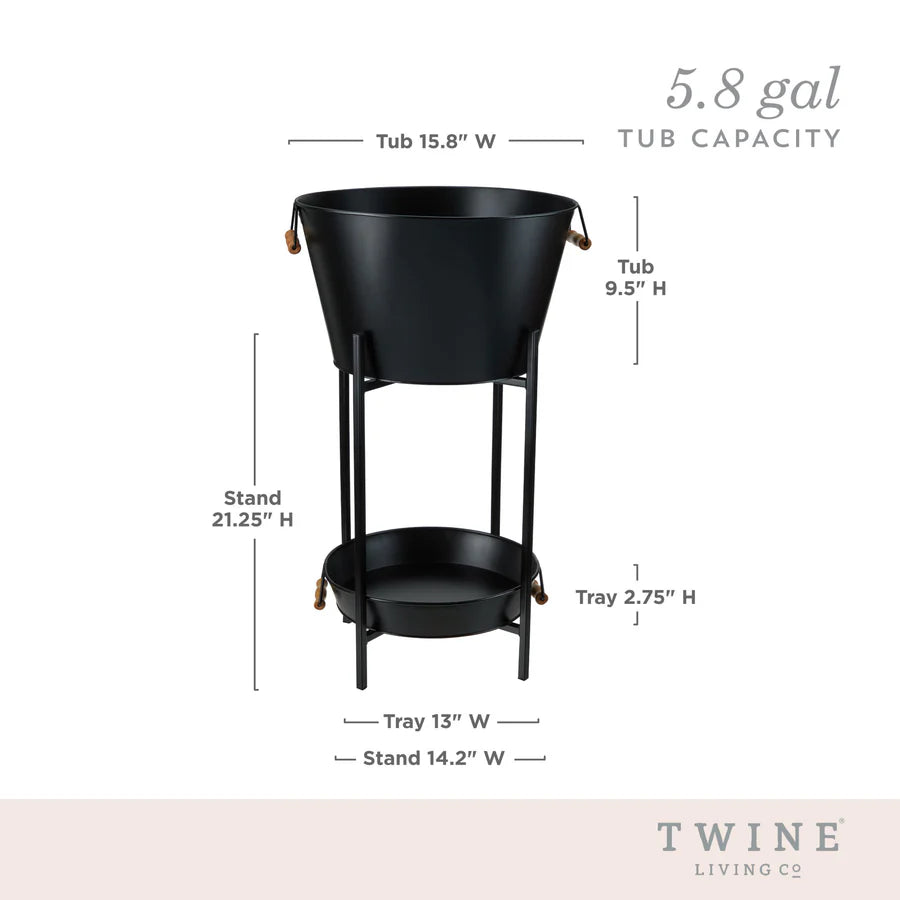 Twine® Beverage Tub with Stand & Tray in Black