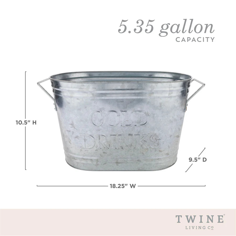 Twine® Cold Beverages Galvanized Metal Beverage Tub