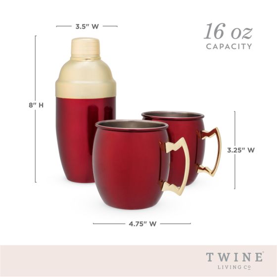 Moscow Mule Mug & Shaker Gift Set in Red