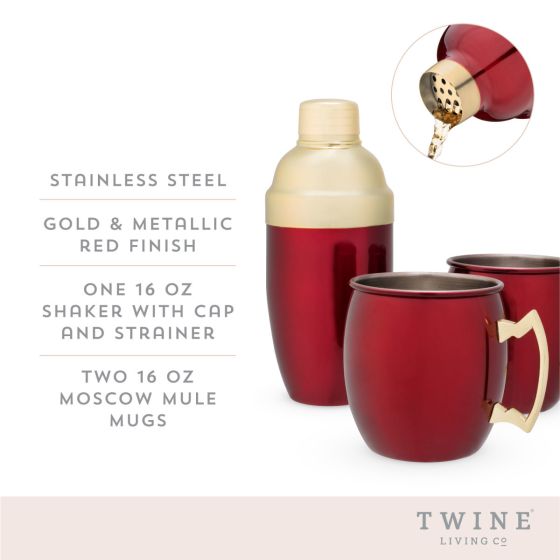 Moscow Mule Mug & Shaker Gift Set in Red